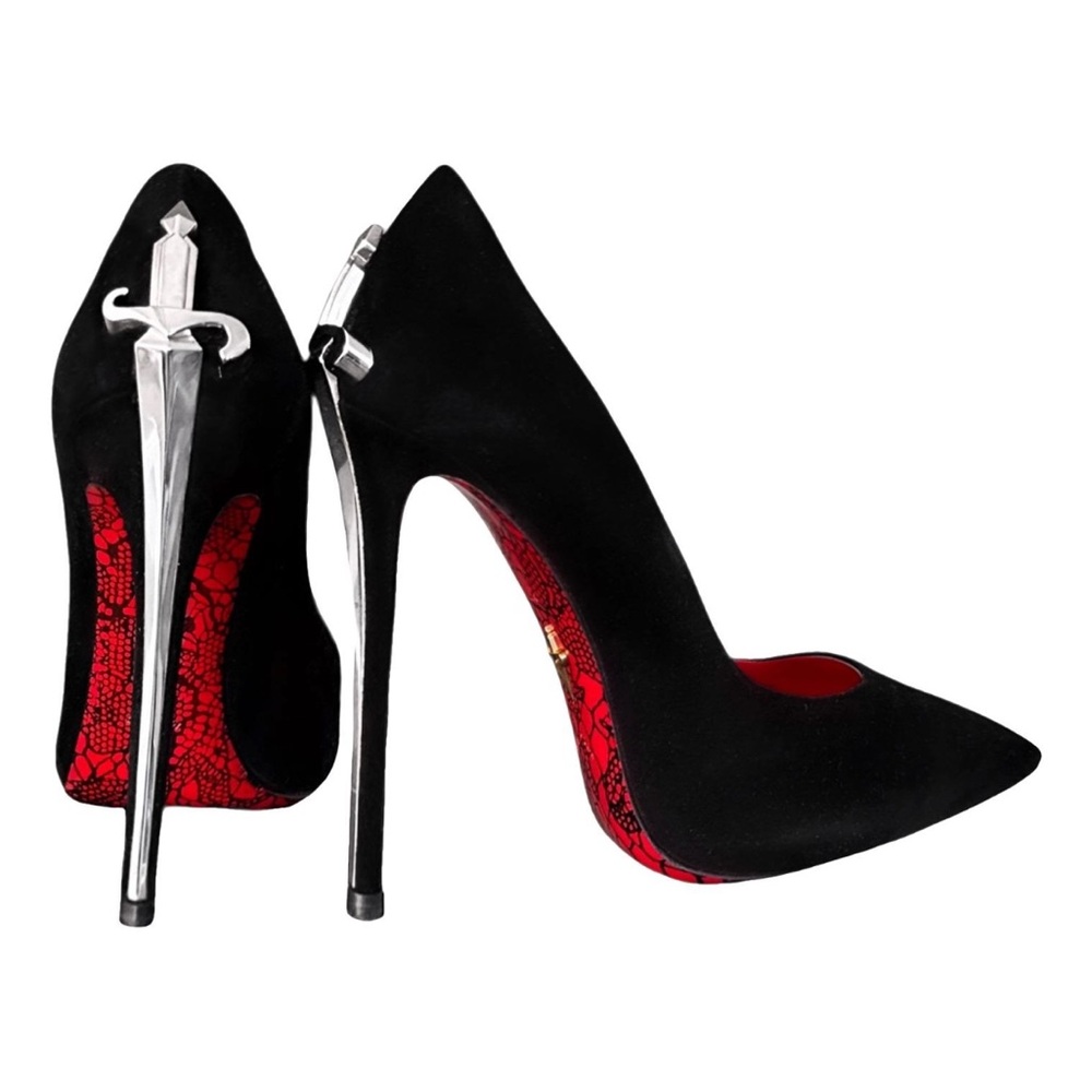 Cesare Paciotti Black velvet stiletto heels